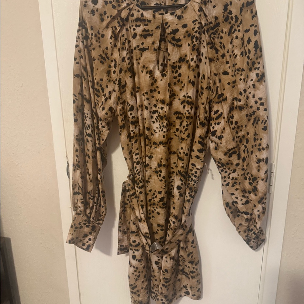 Leopard Print Long Sleeve Dress